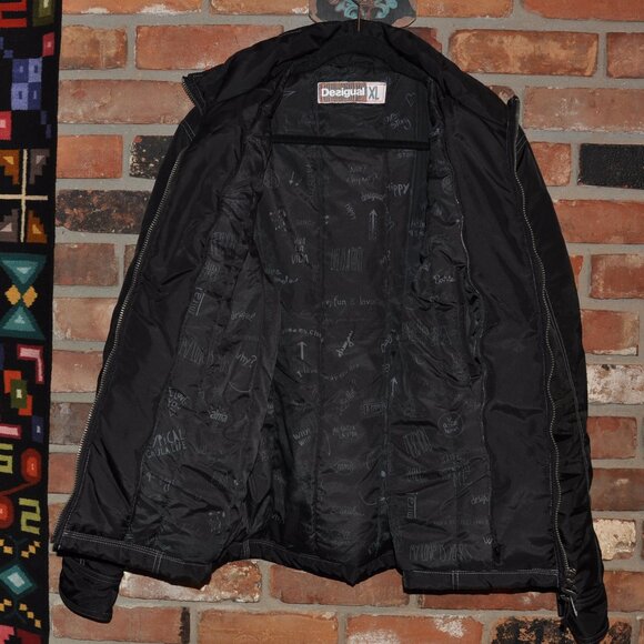 Desigual Black Bomber Jacket XL - Picture 6 of 9